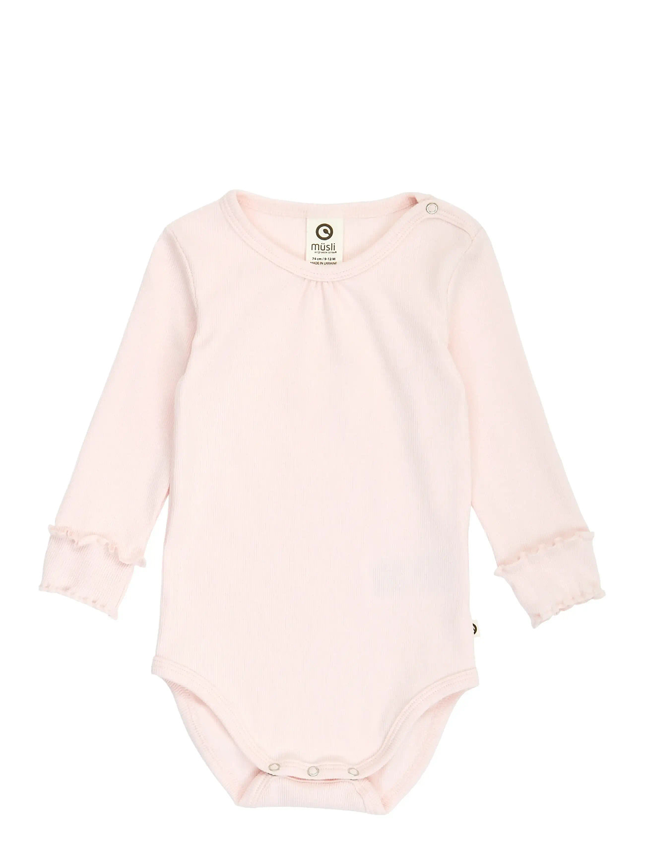 Müsli by Green Cotton Cozy Me Rib Deco L/S Body, 74, Pink, Bodys > Langærmede, Børn