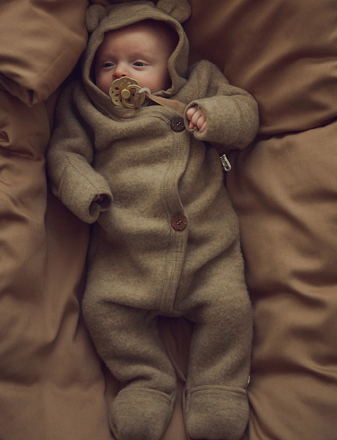 Müsli by Green Cotton Woolly Fleece Suit, 68/74, Beige, Overtøj I Fleece > Fleecedragter, Børn