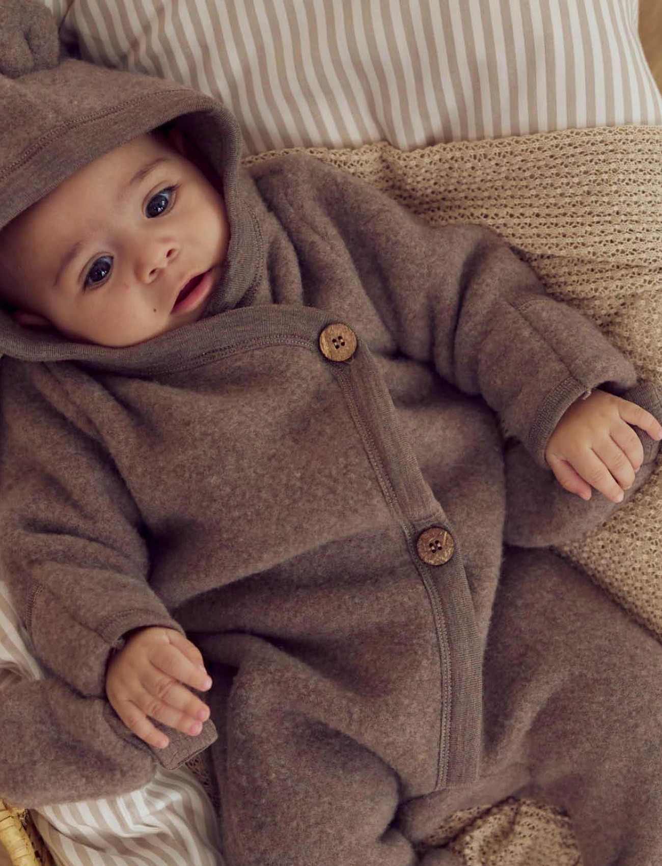 Müsli by Green Cotton Woolly Fleece Suit, 68/74, Brown, Overtøj I Fleece > Fleecedragter, Børn