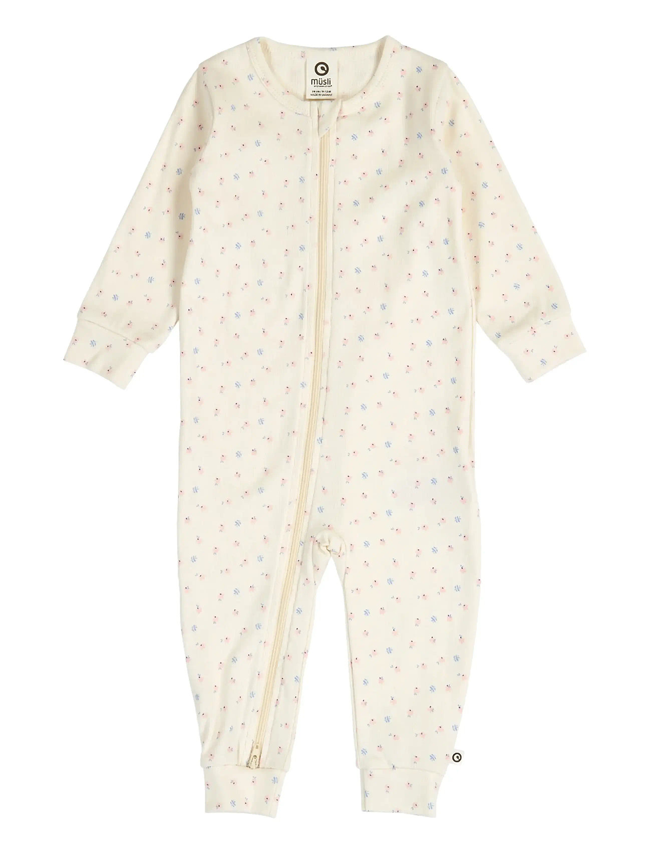 Müsli by Green Cotton Spring Zip Bodysuit, 68, Cream, Bodysuits > Langærmede Bodysuits, Børn