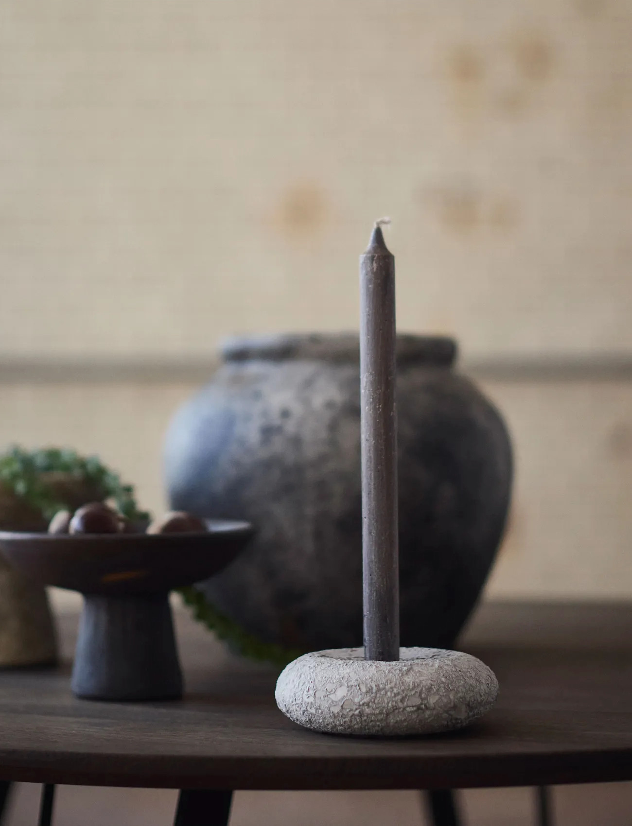 Muubs Candleholder Luna - Grey, One Size, Grey, Lysestager & Lanterner > Lysestager, Unisex