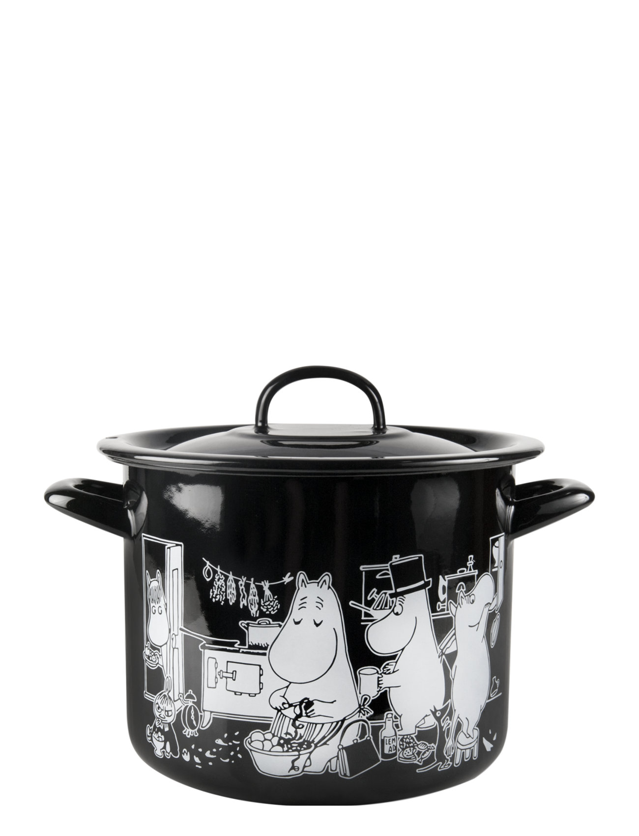 Moomin Enamel Pot With Lid 3,5L Home Kitchen Pots & Pans Saucepans Black Moomin