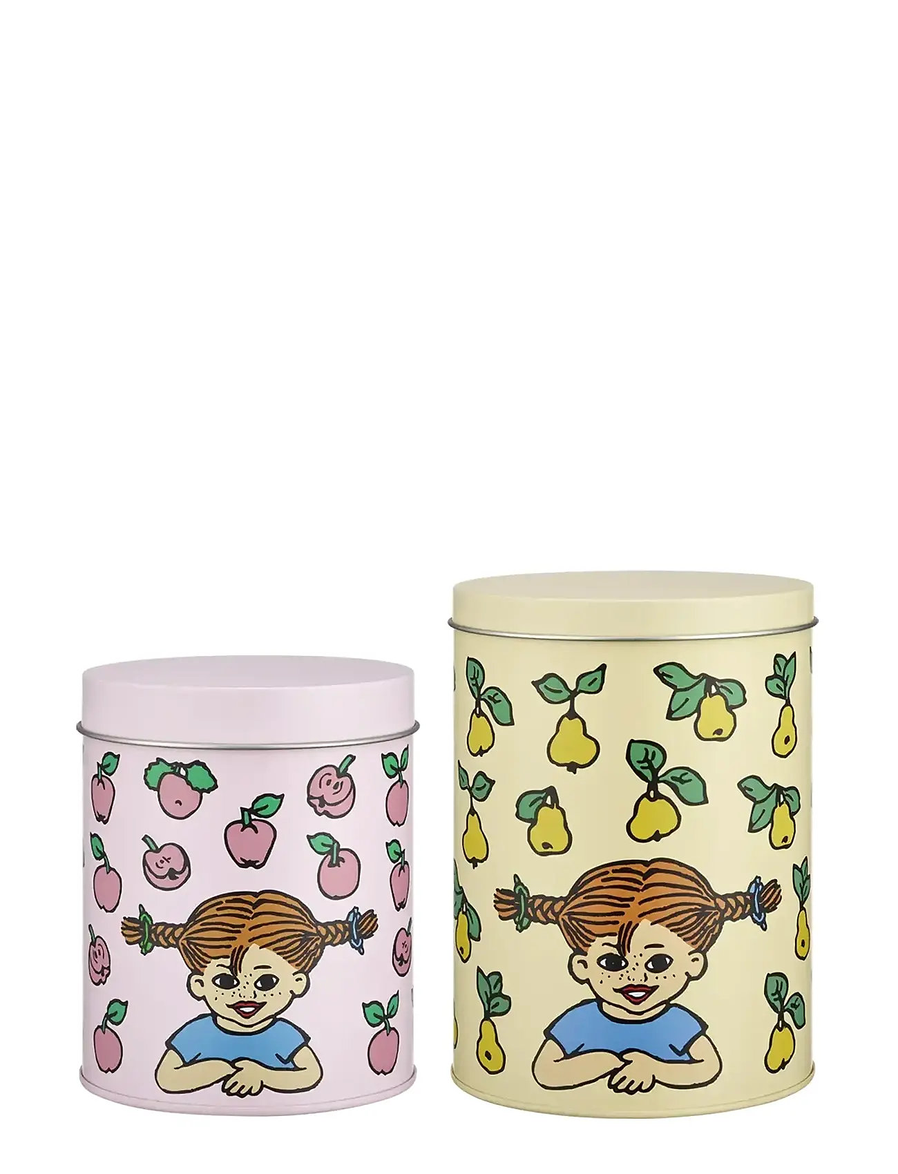 MUURLA Pippi Tin Jar Set Of 2 Fruits Patterned - One Size - Unisex