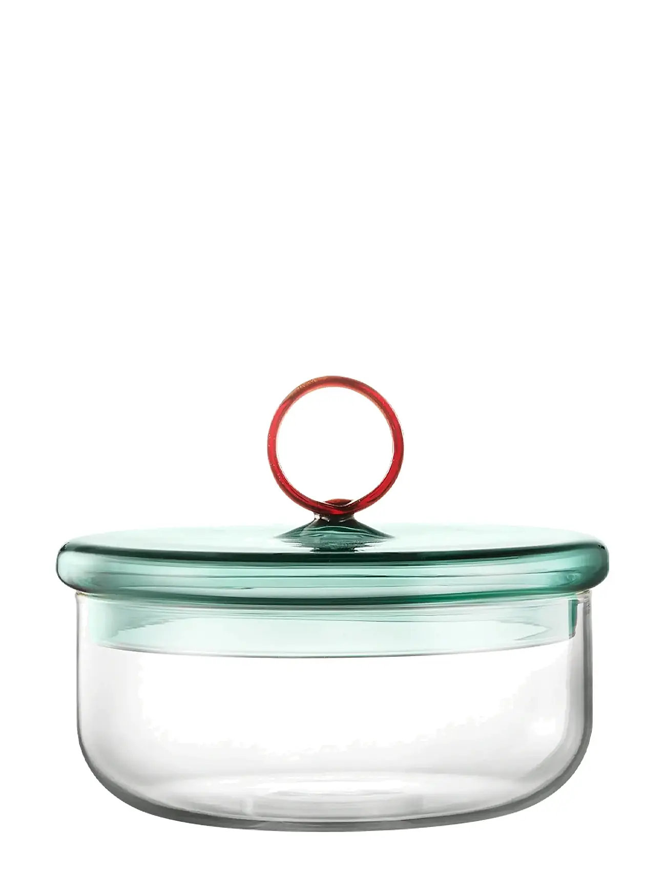 MUURLA Loop Low Jar W Lid 12Cm, Clear/Teal/Amber Grün - 0.8 L - Unisex