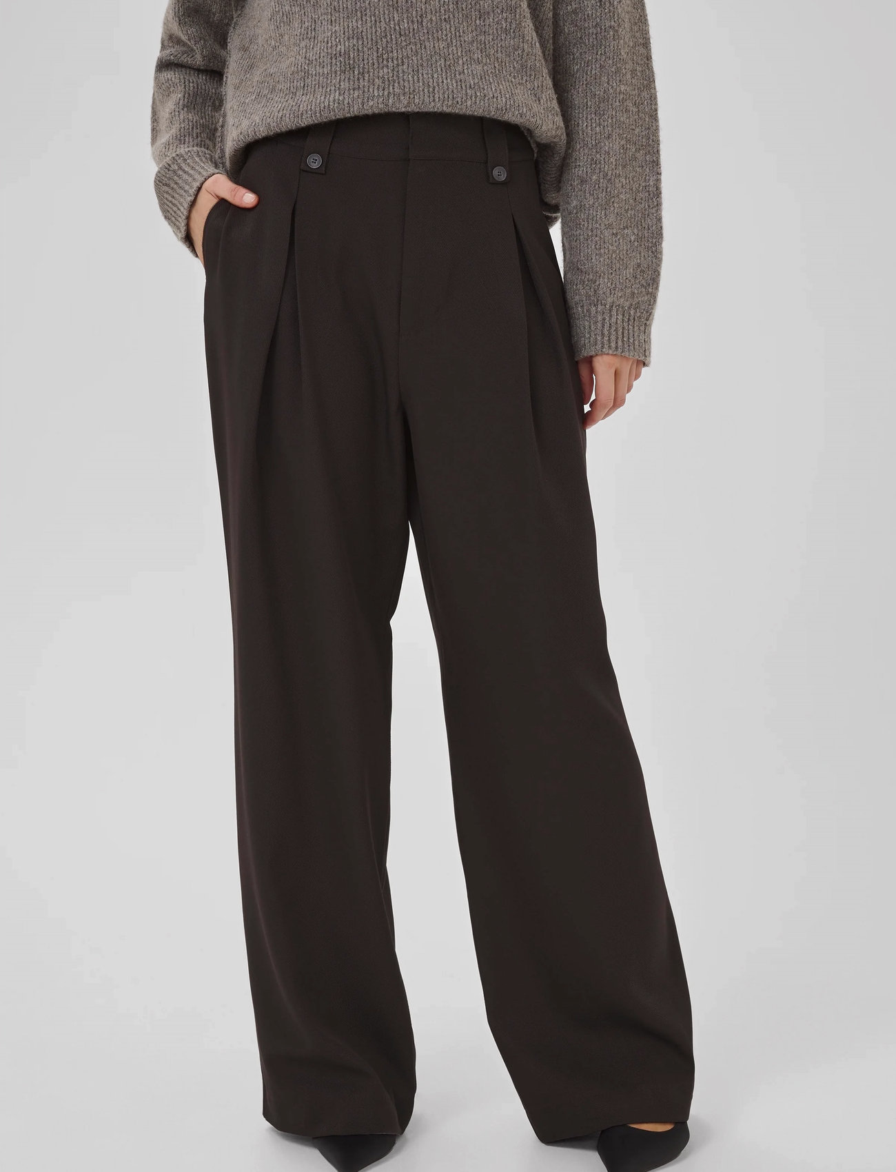 My Essential Wardrobe Disamw High Wide Pant, 42, Brown, Bukser > Brede Ben, Dame