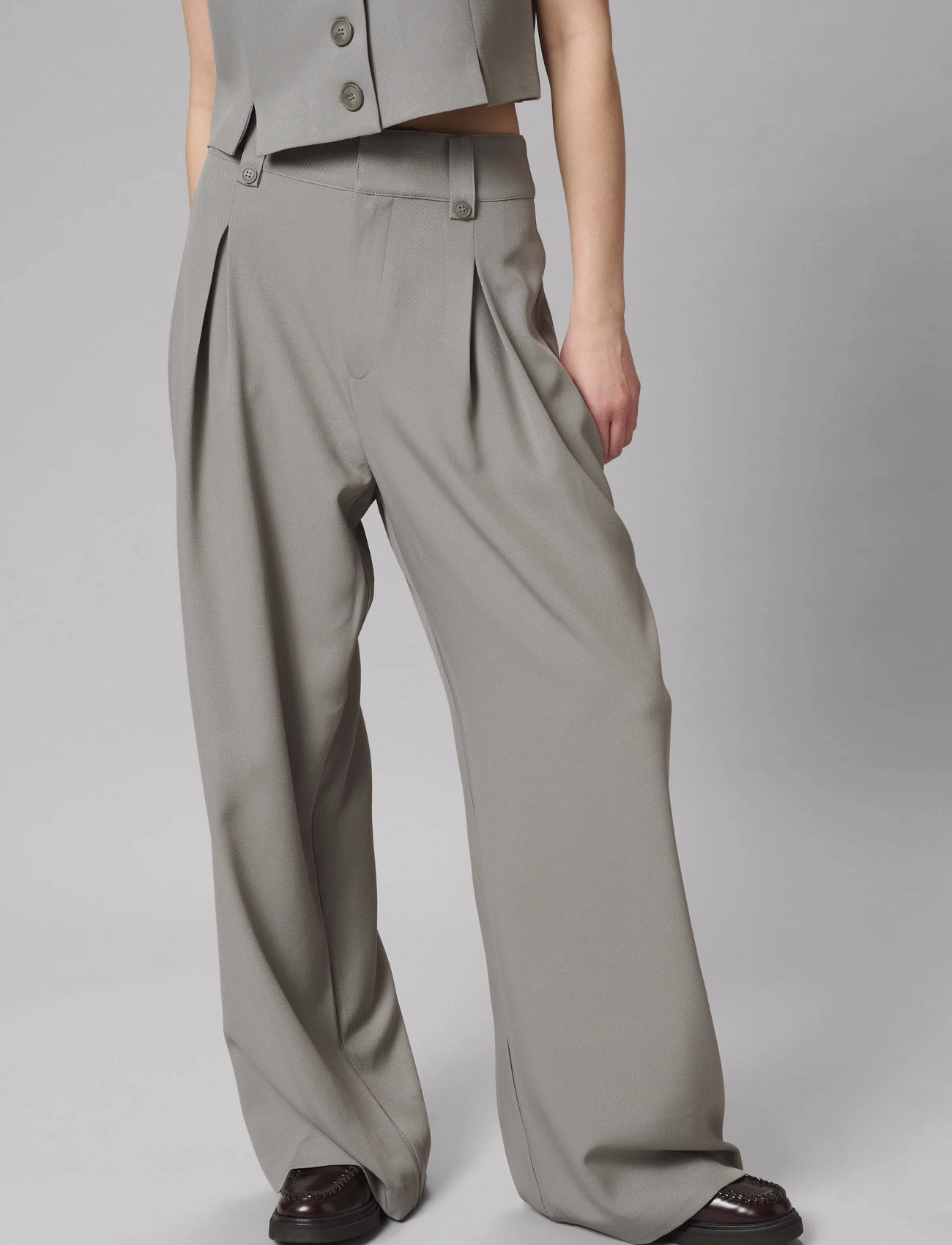 My Essential Wardrobe Disamw High Wide Pant, 44, Grey, Bukser > Brede Ben, Dame