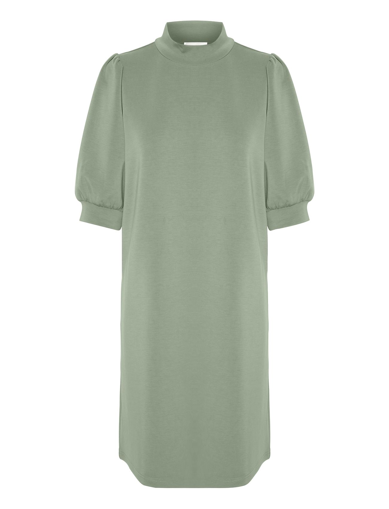 Ellemw Puff Dress Knelang Kjole Green My Essential Wardrobe