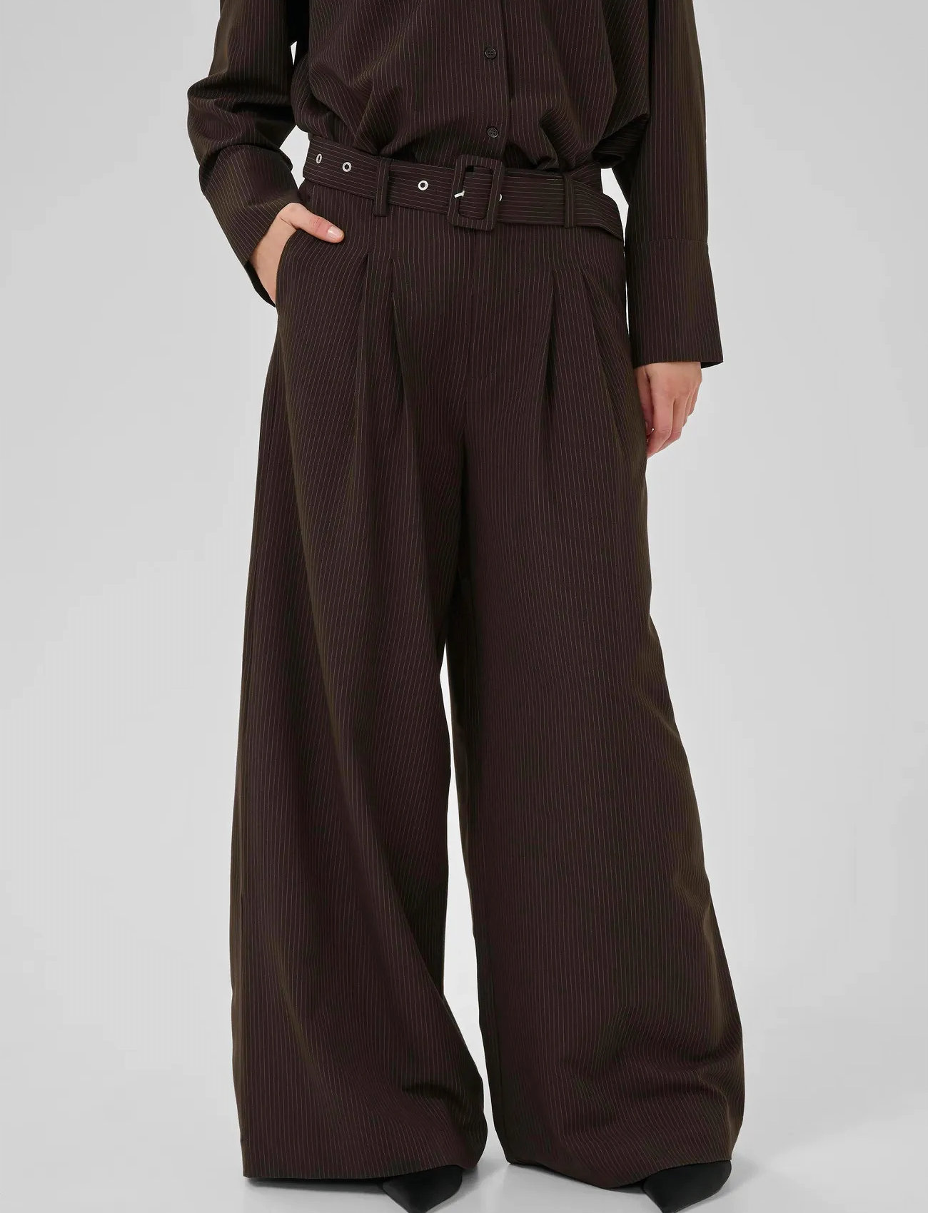 My Essential Wardrobe Vittamw High Wide Pant, 44, Brown, Bukser > Brede Ben, Dame