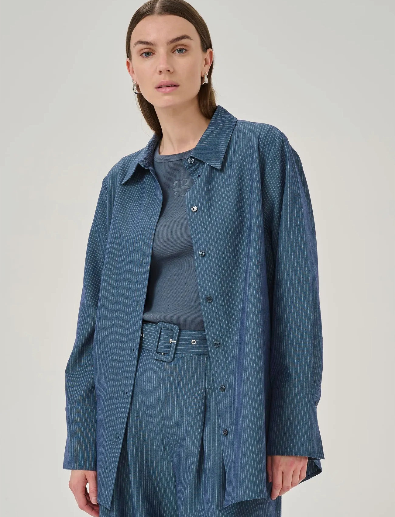 My Essential Wardrobe Vittamw Shirt, 34, Grey, Skjorter > Langærmede, Dame
