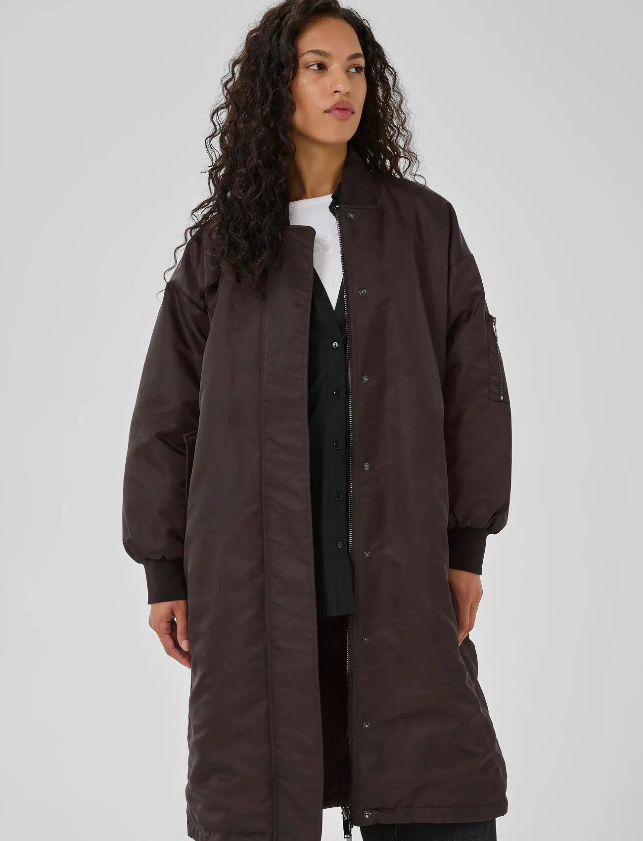 My Essential Wardrobe Helgamw Reversable Long Jacket, 40, Brown, Jakker > Bomberjakker, Dame