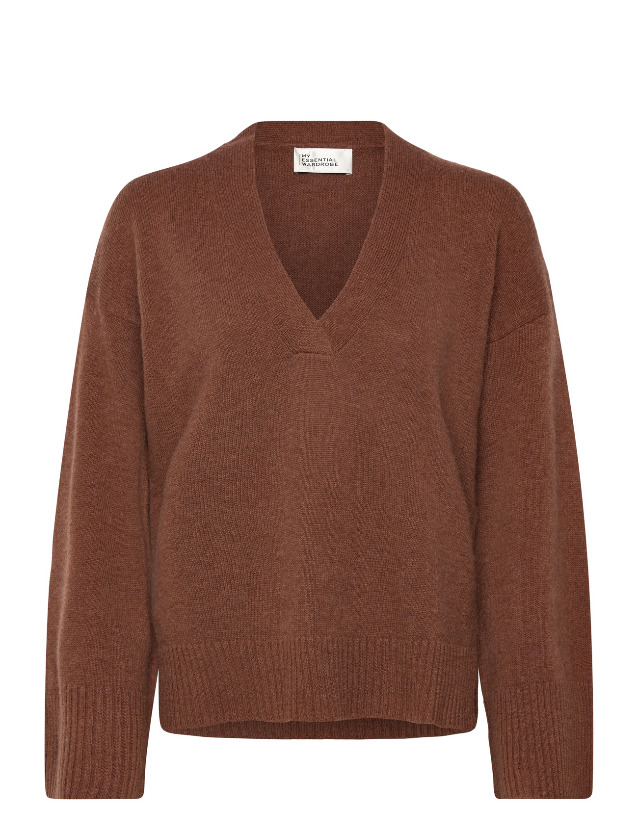 My Essential Wardrobe Huximw V-Neck Pullover, S, Brown, Strik > Trøjer, Dame