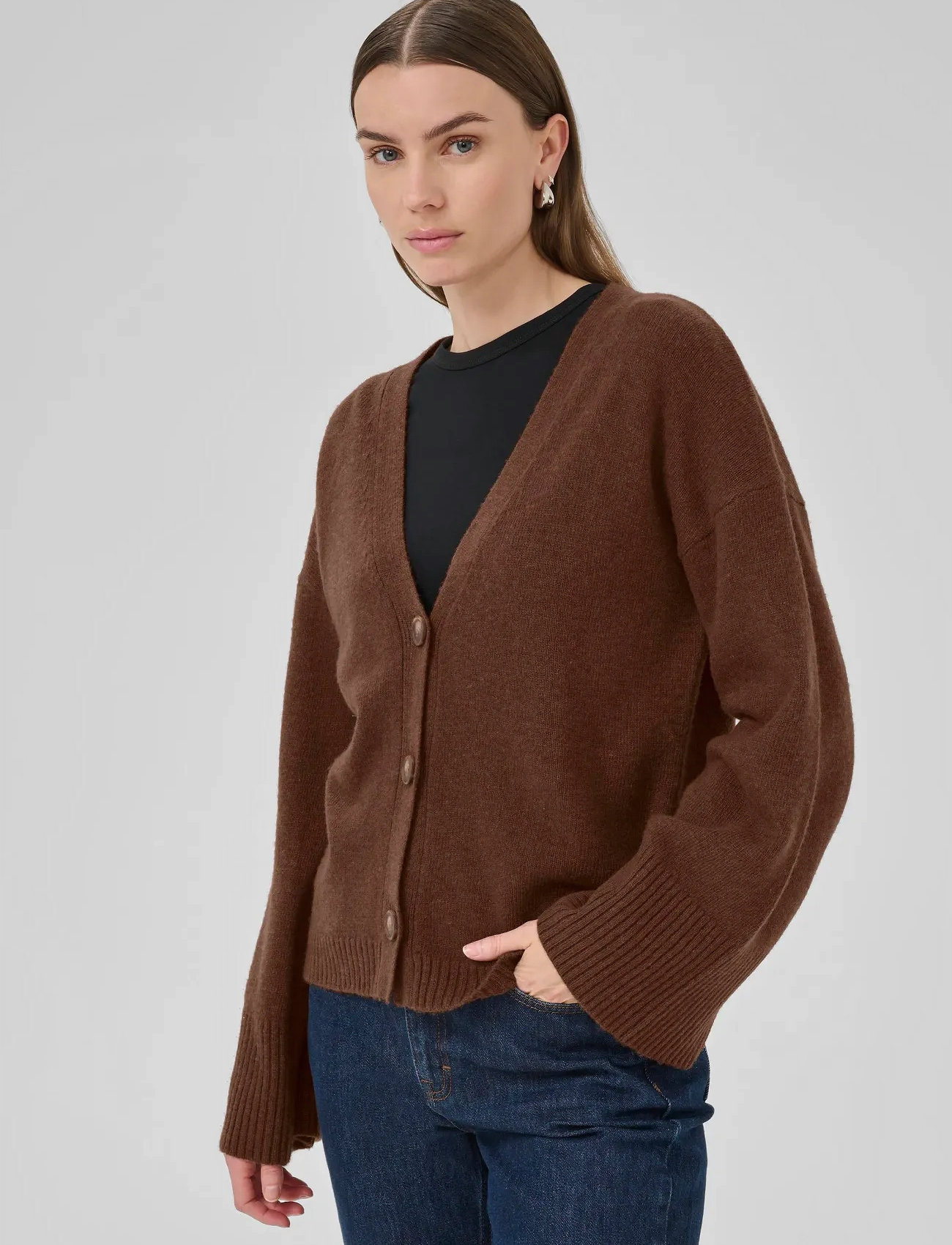 My Essential Wardrobe Huximw Knit Cardigan, S, Brown, Strik > Cardigans, Dame