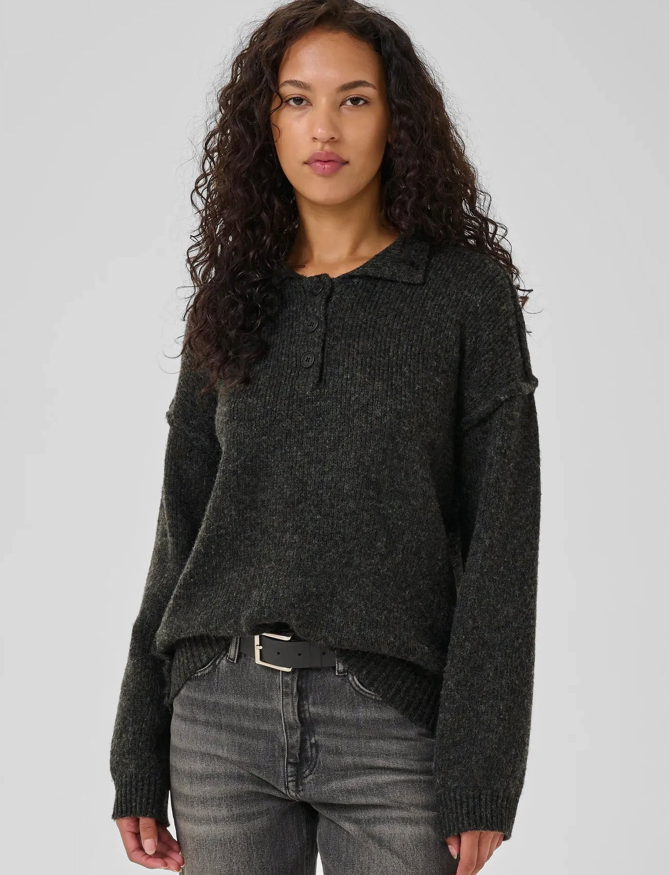 My Essential Wardrobe Palomamw Polo Pullover, XL, Brown, Strik > Trøjer, Dame