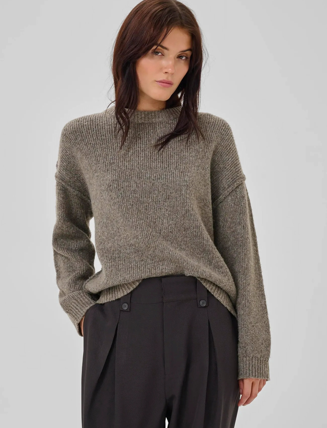 My Essential Wardrobe Palomamw Knit Pullover, XL, Brown, Strik > Trøjer, Dame