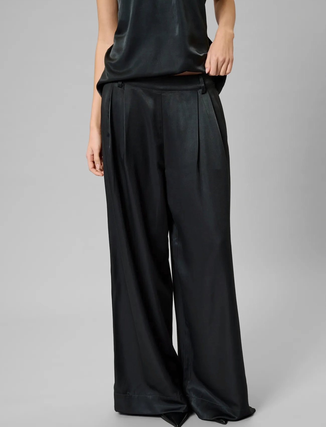 My Essential Wardrobe Mwestelle Wide Pant, 38 Long, Black, Bukser > Brede Ben, Dame