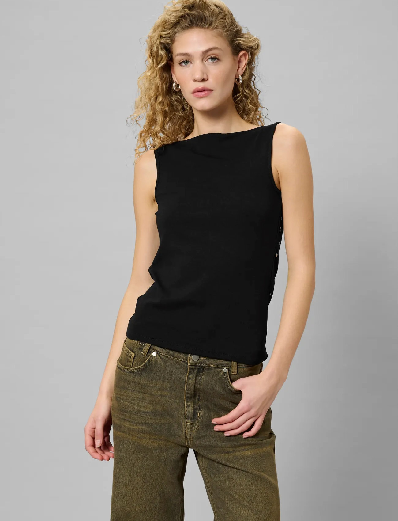 My Essential Wardrobe Mwgiggo Waterfall Top, XS, Black, T-Shirts & Toppe > Uden Ærmer, Dame