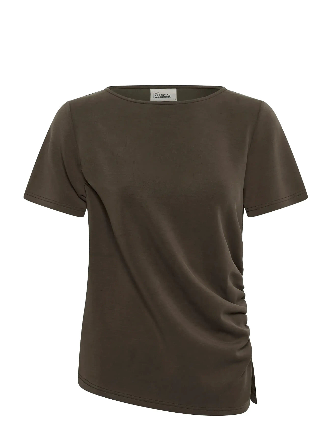 My Essential Wardrobe Mwhelle Asymmetric Tee, XS, Brown, T-Shirts & Toppe > Kortærmede, Dame