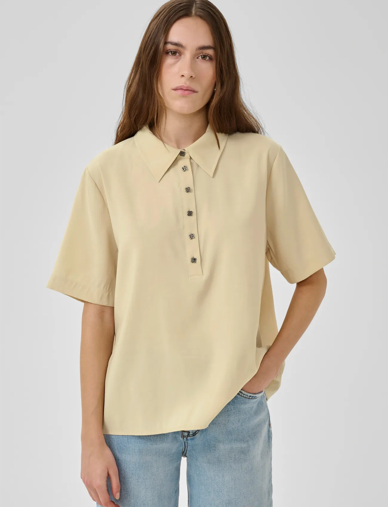 My Essential Wardrobe Mwmindy Polo Tee, 38, Yellow, Skjorter > Kortærmede, Dame