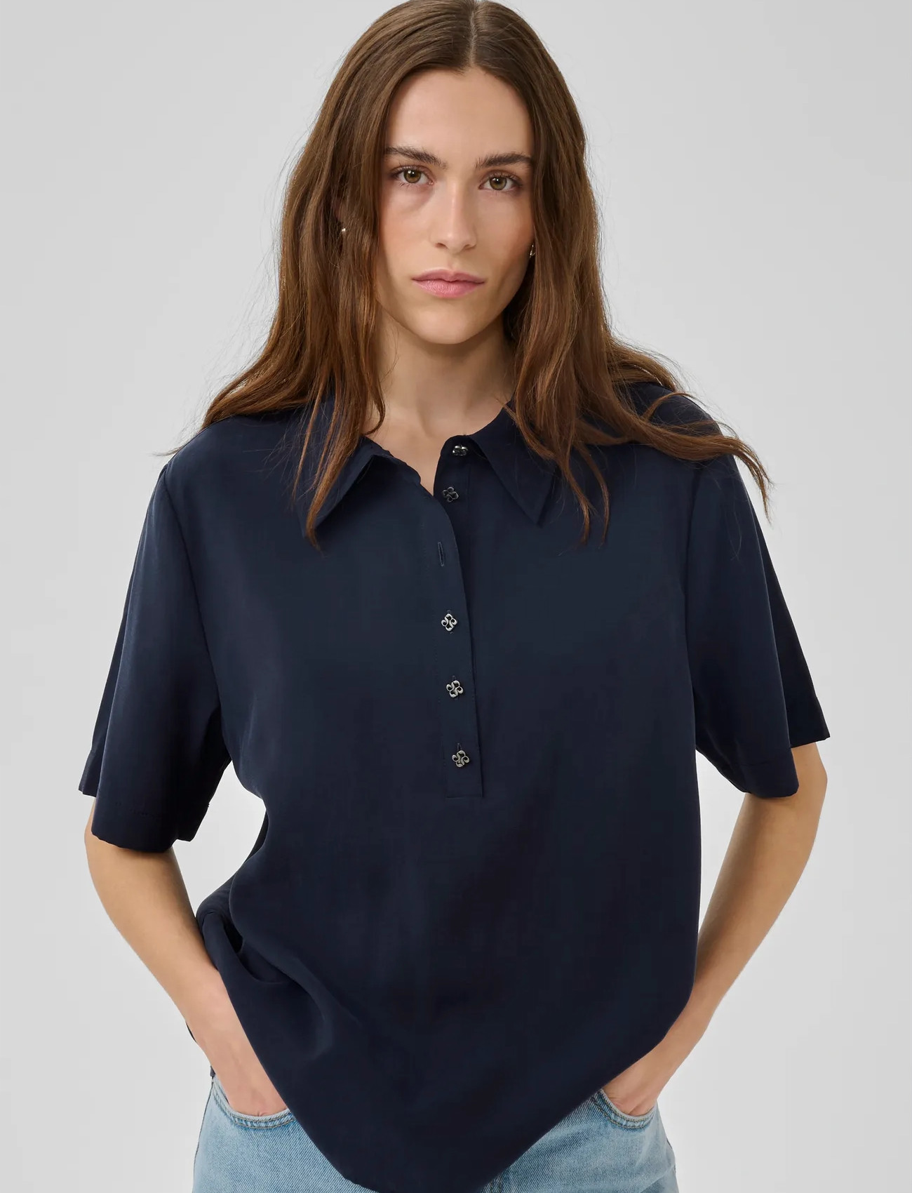 My Essential Wardrobe Mwmindy Polo Tee, 40, Navy, Skjorter > Kortærmede, Dame