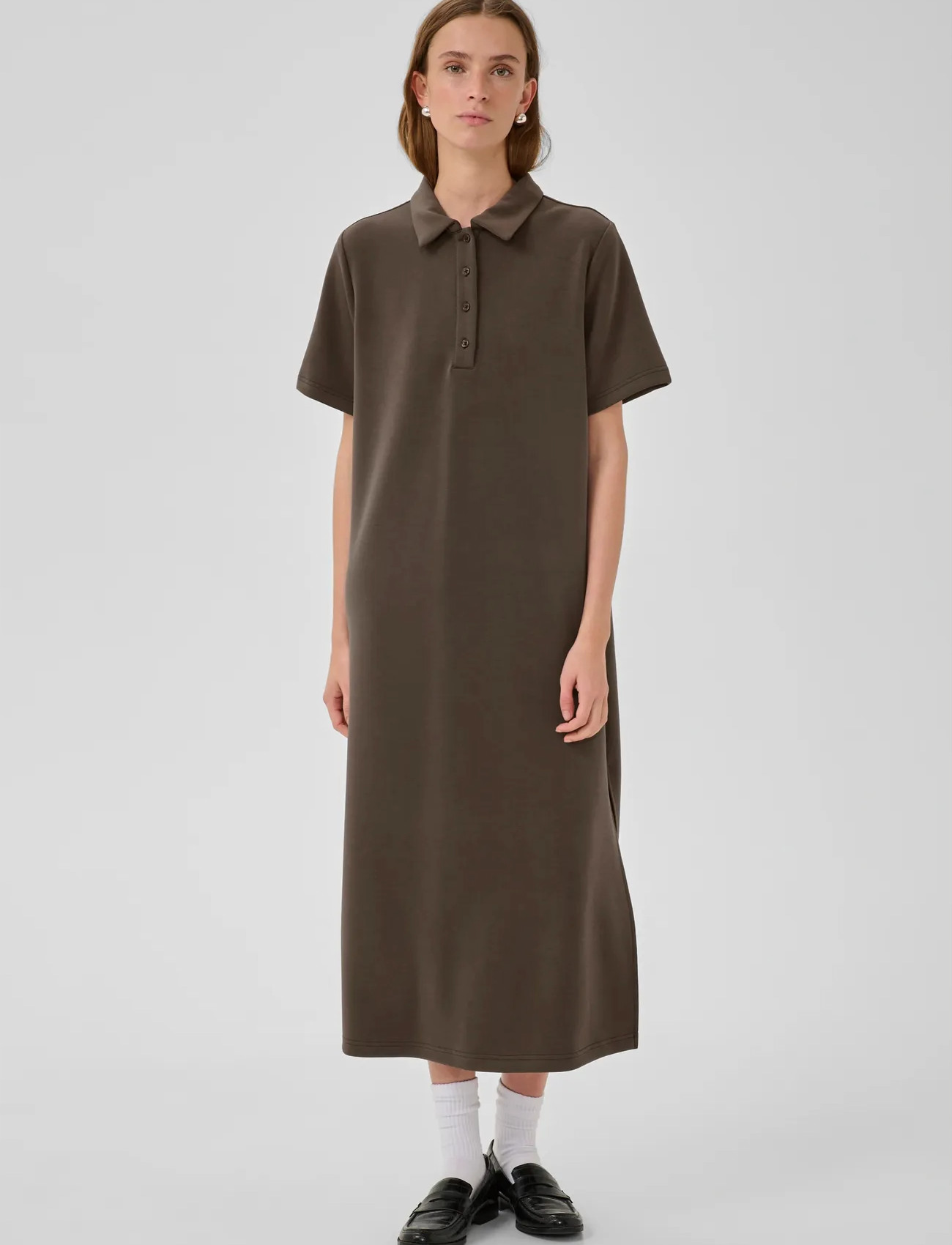 My Essential Wardrobe Mwhelle Polo Long Dress, L, Brown, Kjoler > Knælange Og Midi, Dame
