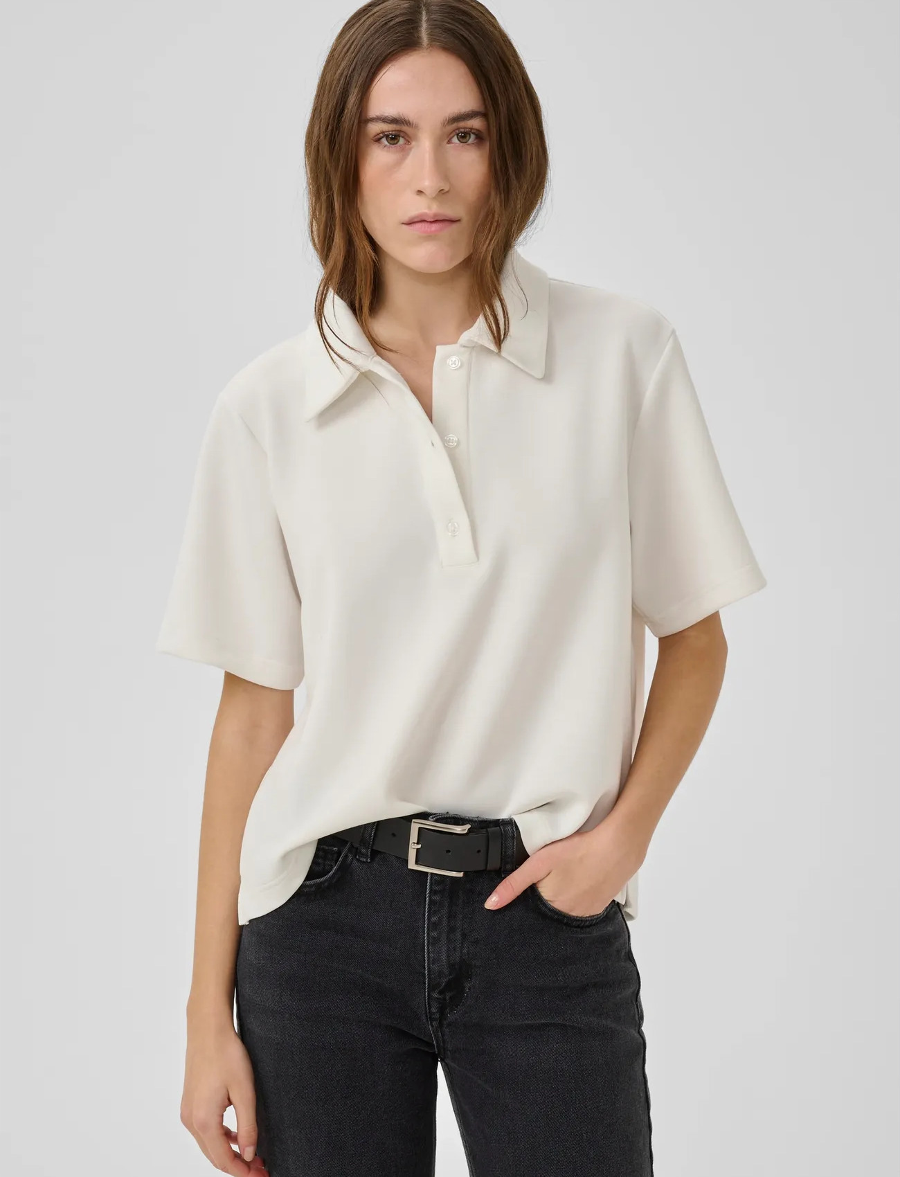My Essential Wardrobe Mwhelle Polo Tee, L, White, T-Shirts Og Toppe > Poloer, Dame