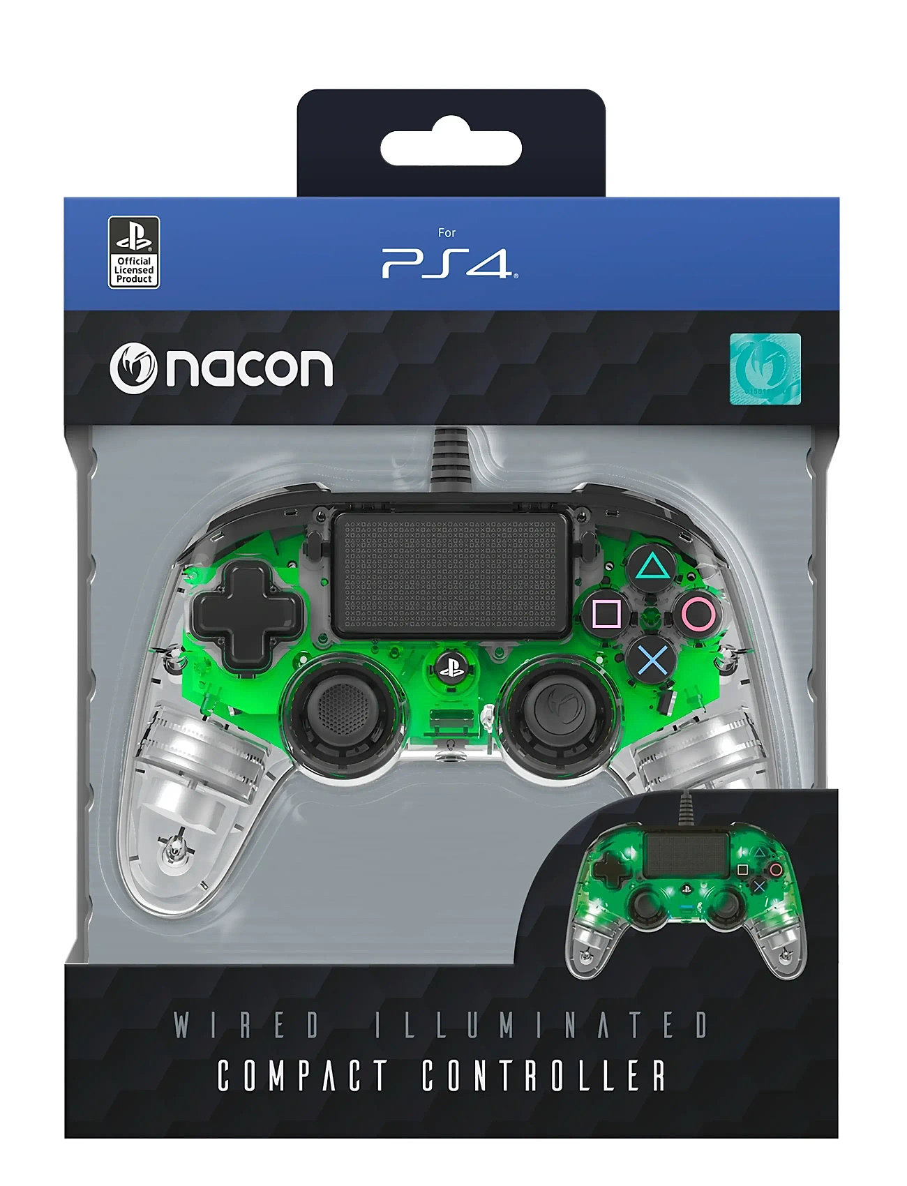 NACON Ps4 Wired Illuminated Compact Controller Light Green, One Size, Green, Accessories > Controllers, Børn