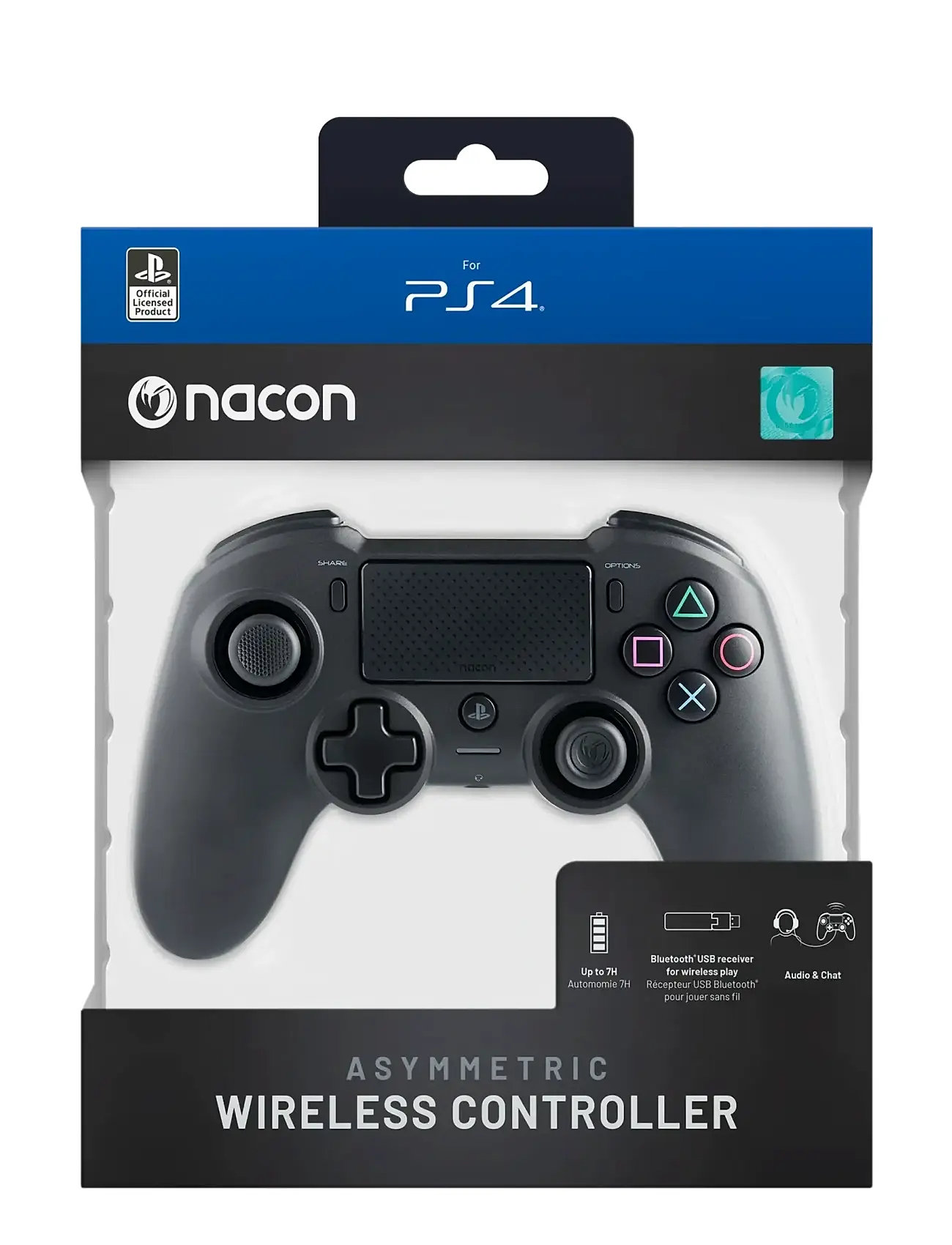 NACON Ps4 Asymmetric Wireless Controller, One Size, Black, Accessories > Controllers, Børn