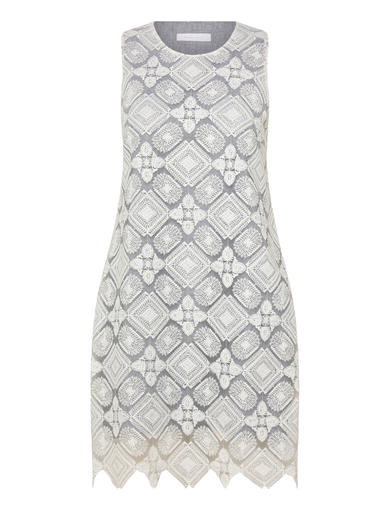 Naja Lauf Bia Dress White Embroidery, 38, White, Kjoler > Kort Kjole, Dame
