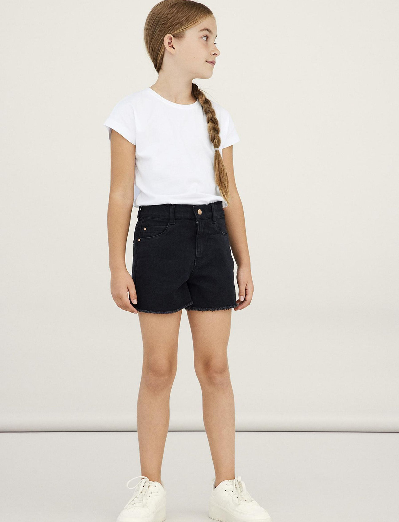 name it Nkfrose Hw Mom Dnm Shorts 8222-Ya Noos, 164, Black, Underdele > Shorts, Børn