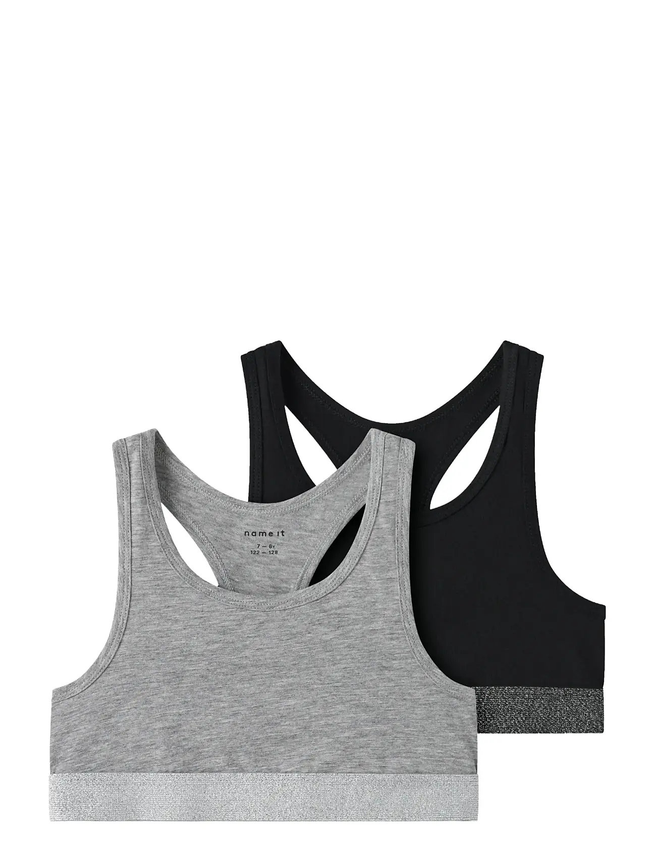 NAME IT Nkfshort Oberteil 2P Noos Schwarz - 122-128 - Kinder