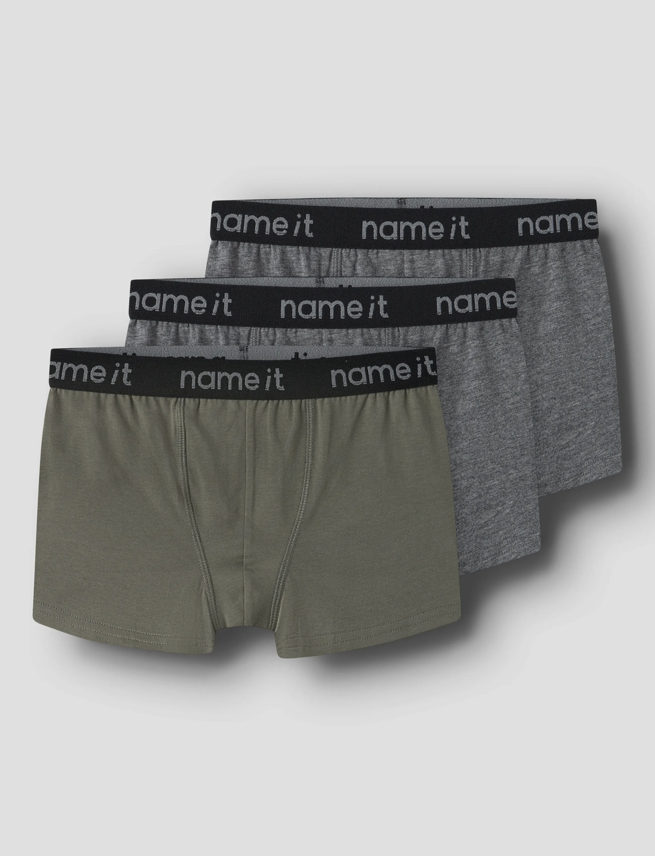 name it Nkmboxer 3P Noos, 122-128, Grey, Undertøj > Underbukser, Børn