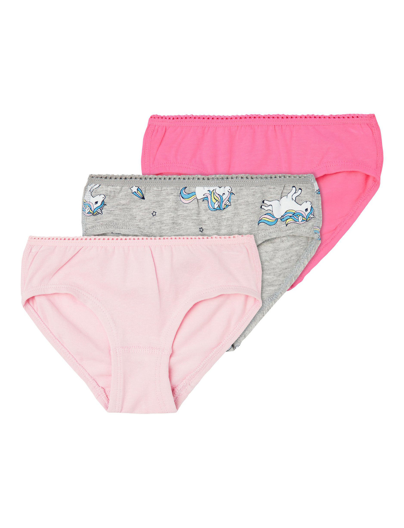 Nmfbriefs 3P Grey Melange Unicorn Night & Underwear Underwear Panties Grå Name It