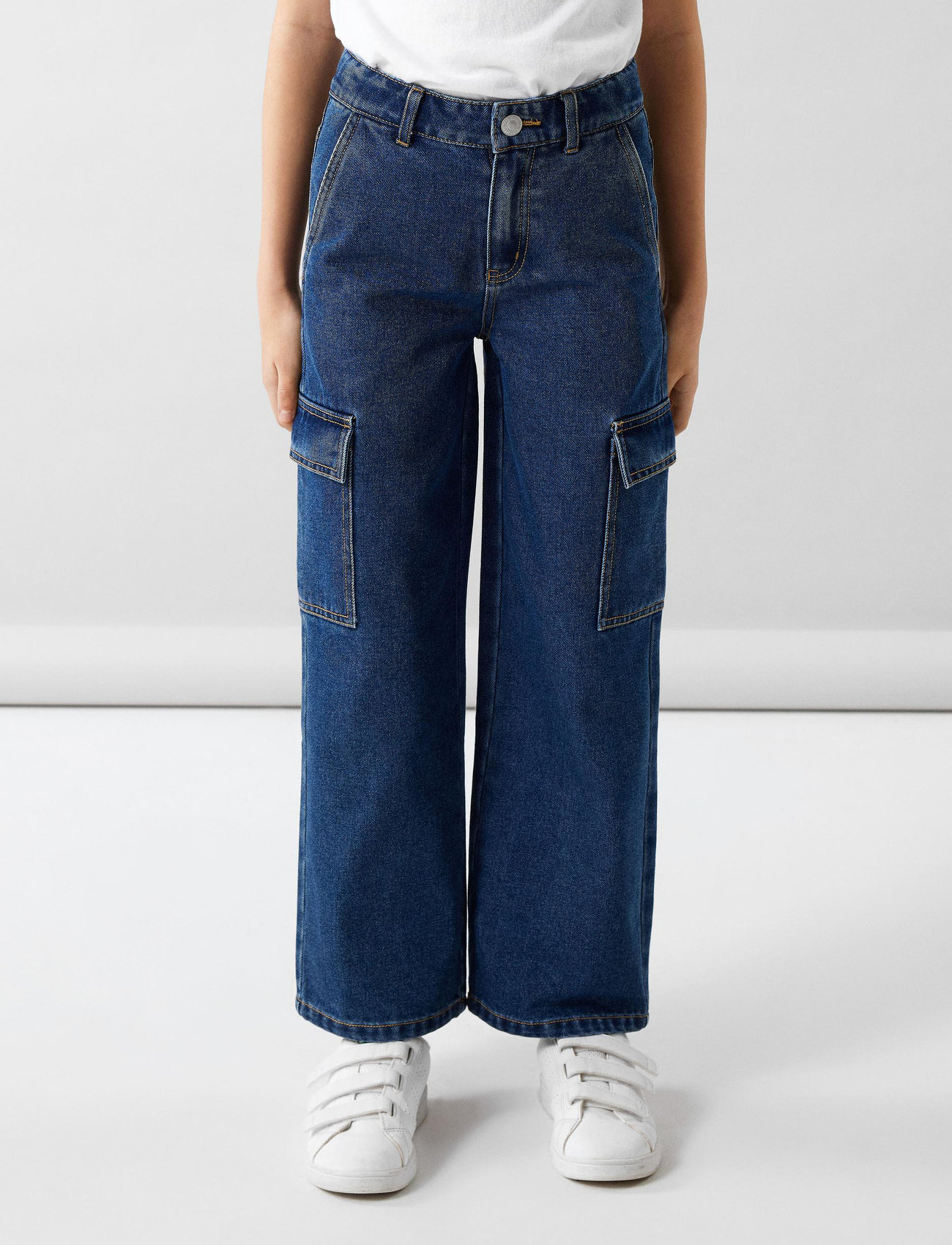 Dark Blue Denim Rose Wide Cargo Jeans Noos str. 140