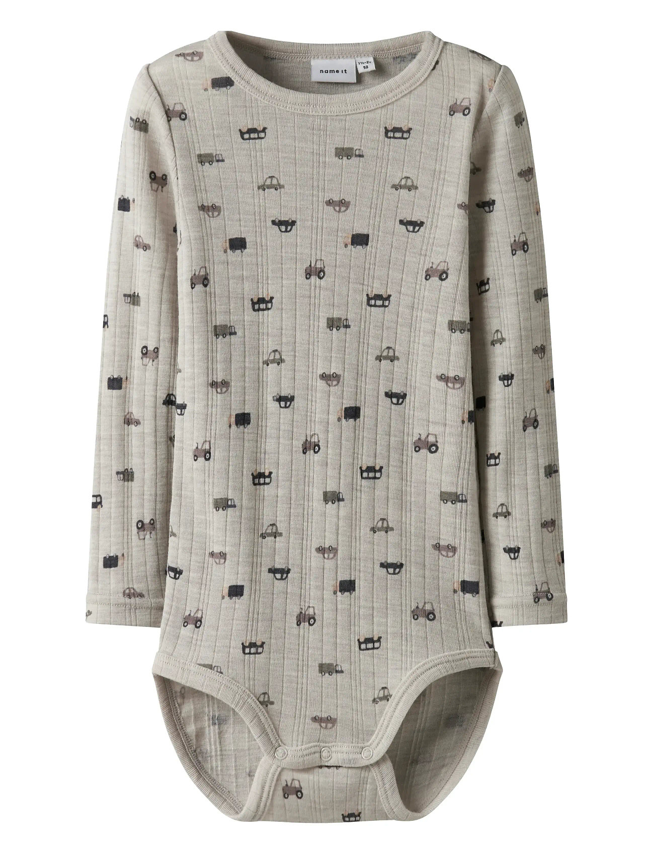 name it Nmmwang Wool Needle Ls Body Noos, 98, Grey, Bodys > Langærmede, Børn