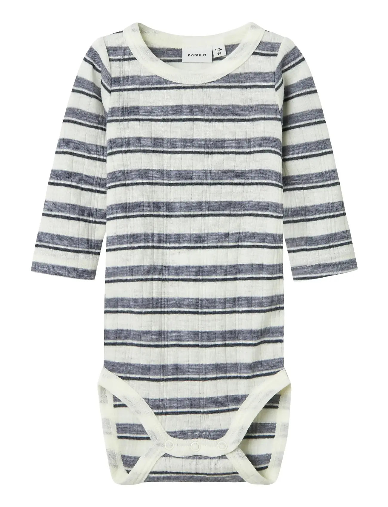 name it Nbmwang Wool Needle Ls Body Noos, 68, Grey, Bodys > Langærmede, Børn