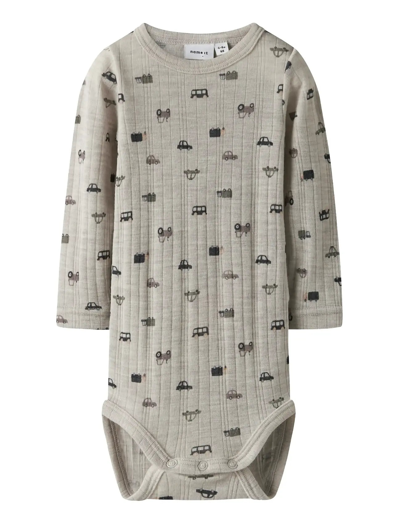 name it Nbmwang Wool Needle Ls Body Noos, 62, Grey, Bodys > Langærmede, Børn