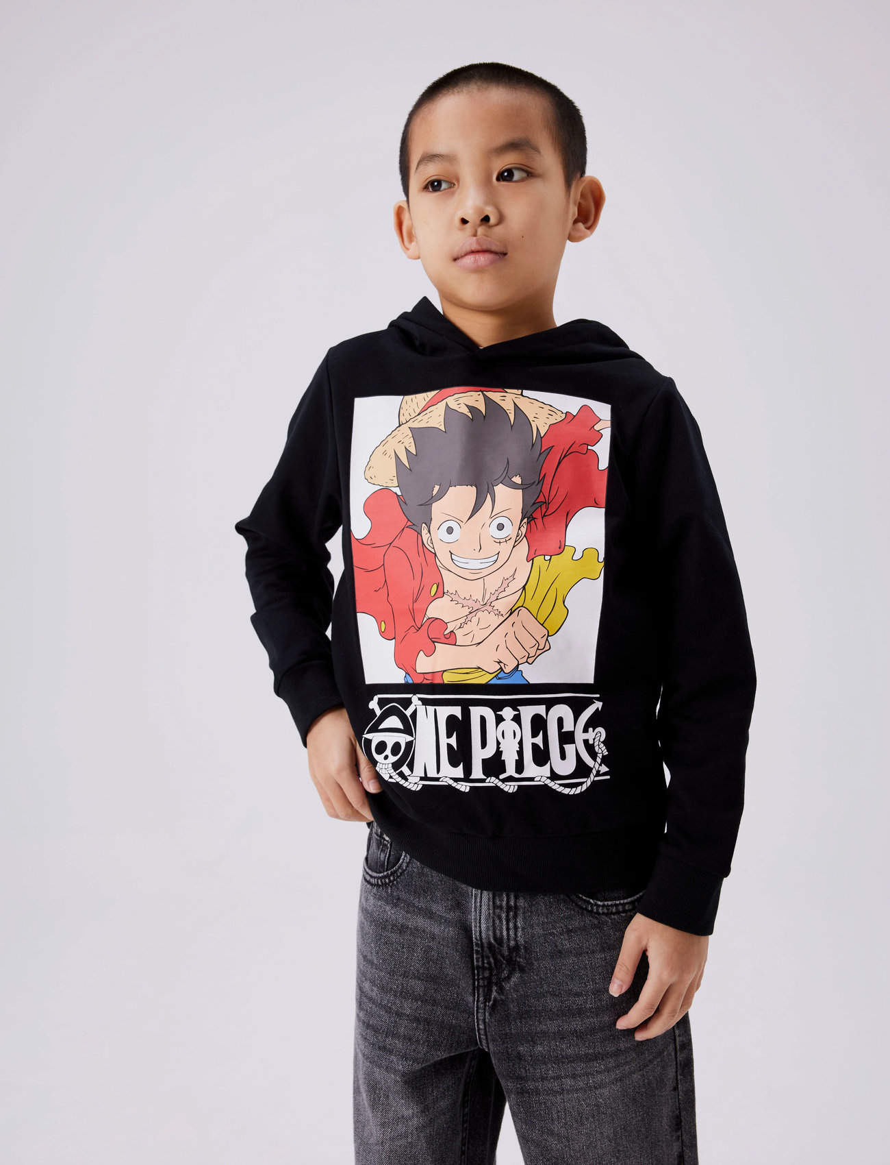 name it Nkmjeph Onepiece Sweat Wh Bru Noos Vde, 116, Black, Sweatshirts & Hættetrøjer > Hættetrøjer, Børn
