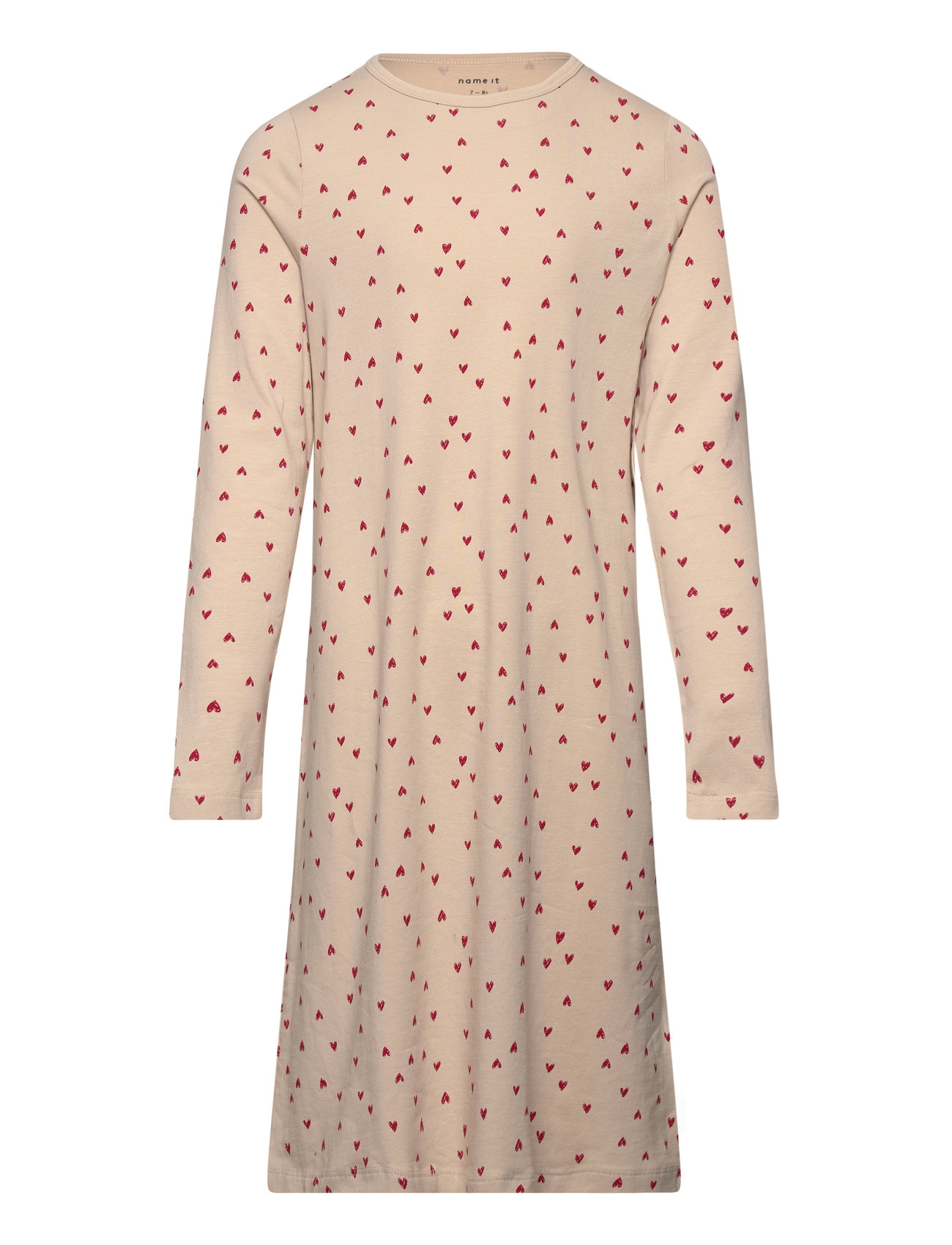 Nkfnightgown Ls Peyote Hearts Noos Beige Name It
