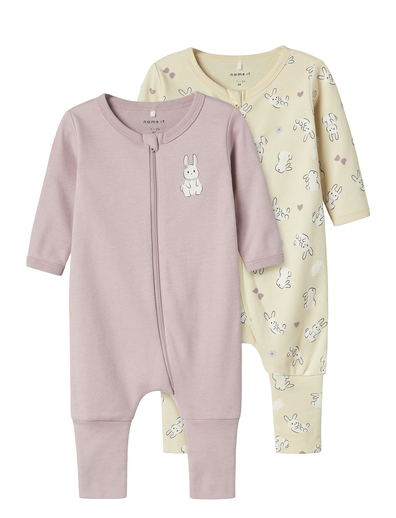 Nbfnightsuit 2P Zip Ff Sand Rabbit Noos Pink Name It