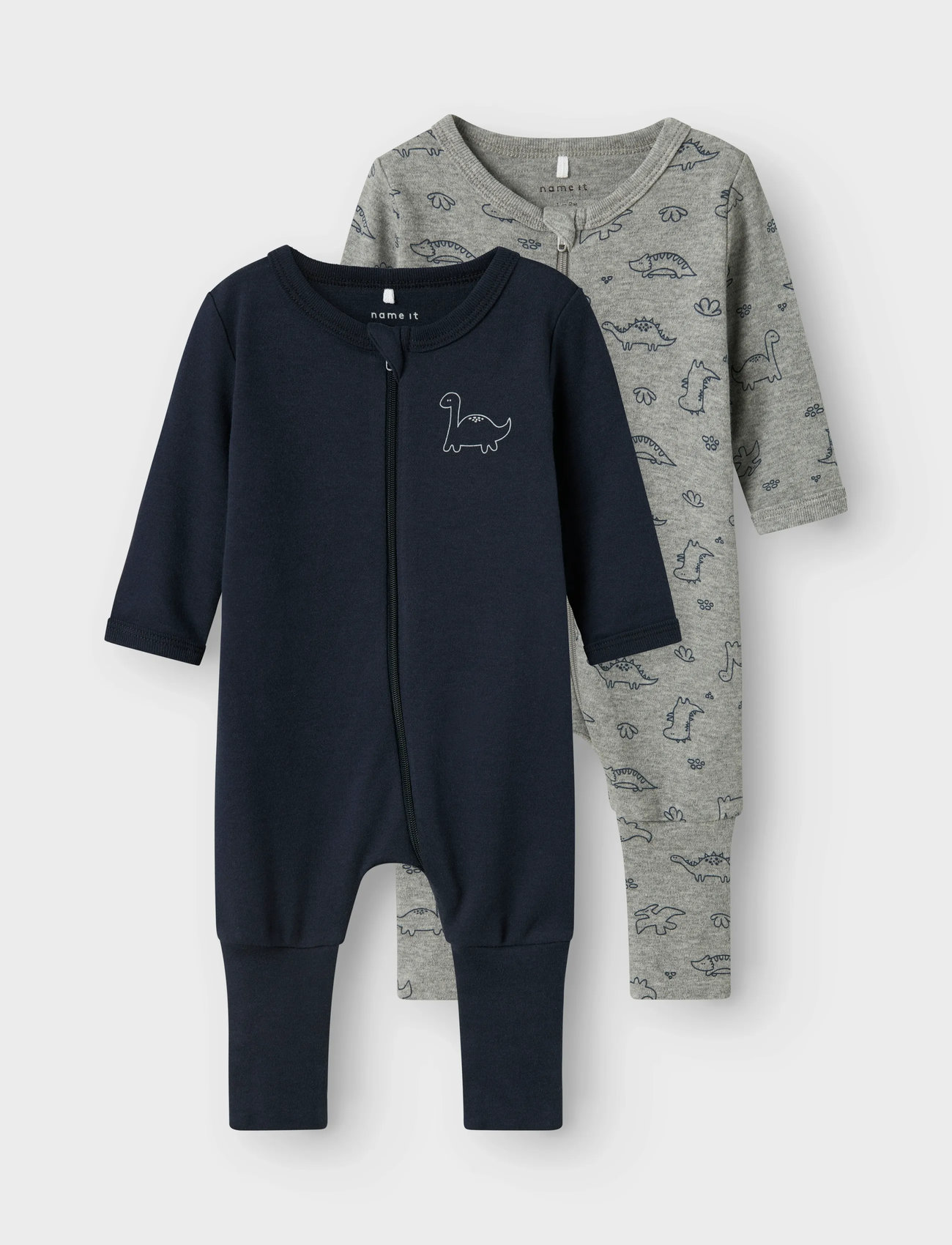 name it Nbmnightsuit 2P Zip Ff Grey Dino Noos, 80, Blue, Pyjamas > Pyjamas Onesie, Børn