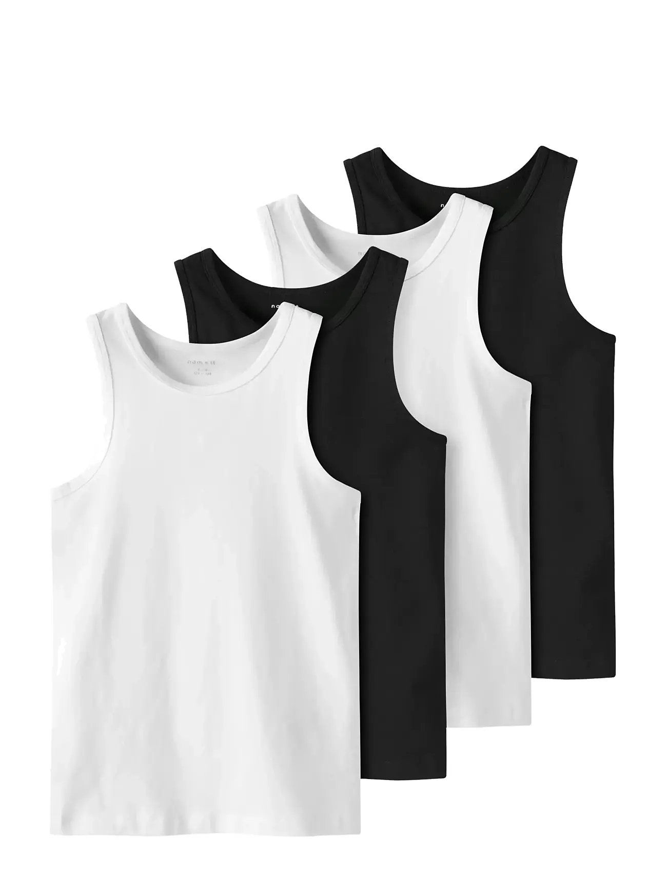name it Nkmtank Top 4P Black White Solid Noos, 98, Black, T-Shirts > Uden Ærmer, Børn