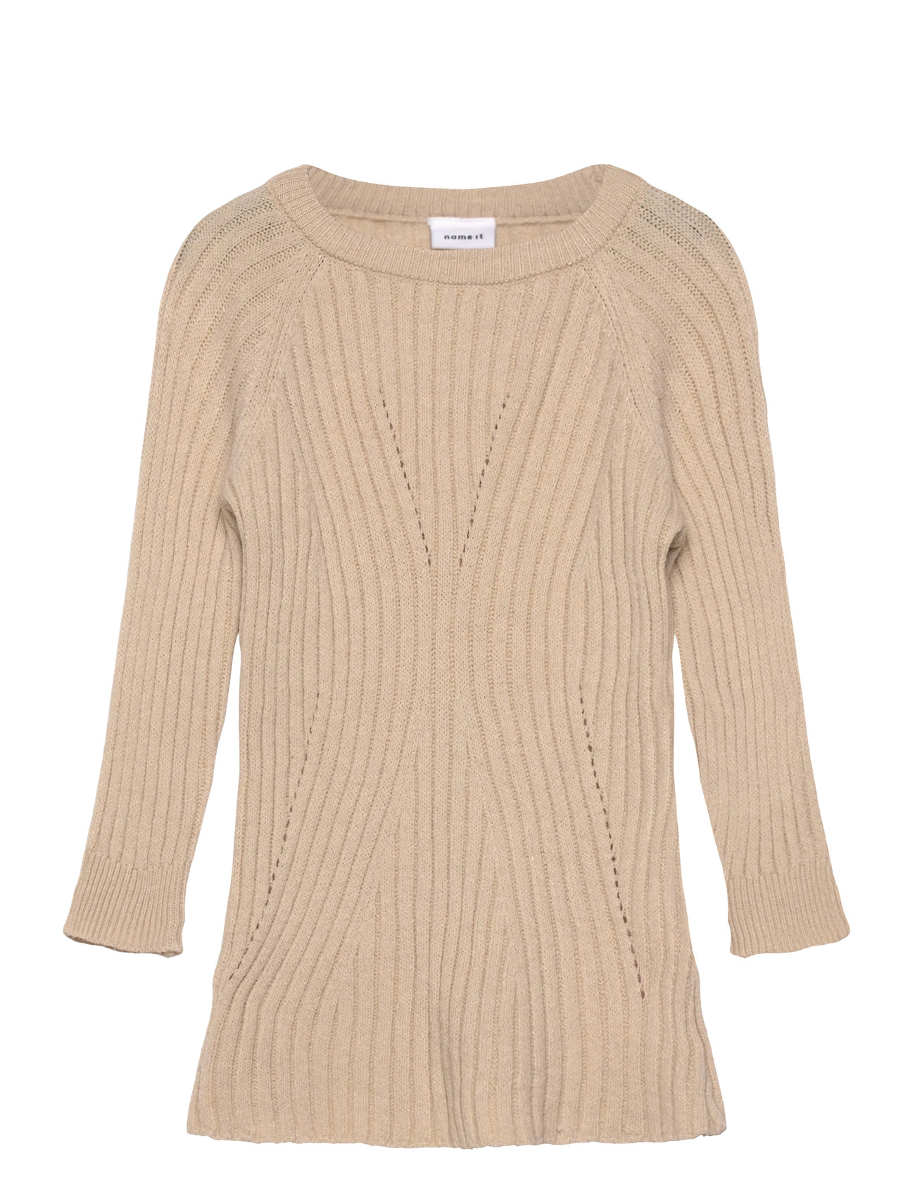 name it Nmfrikine Ls Knit Dress Pb, 92, Beige, Fritidskjoler > Fritidskjoler Med Lange Ærmer, Børn