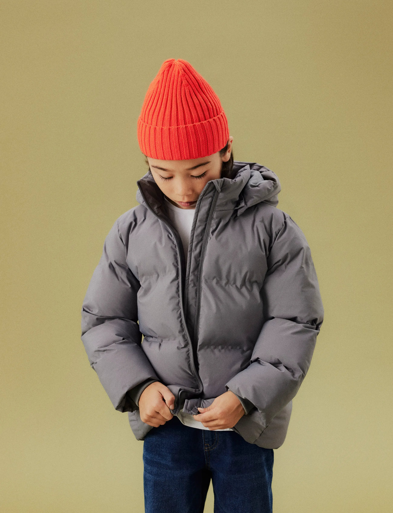 name it Nknmusk Puffer Jacket Tb Noos, 116, Grey, Jakker Og Frakker > Puffer Og Vatterede, Børn
