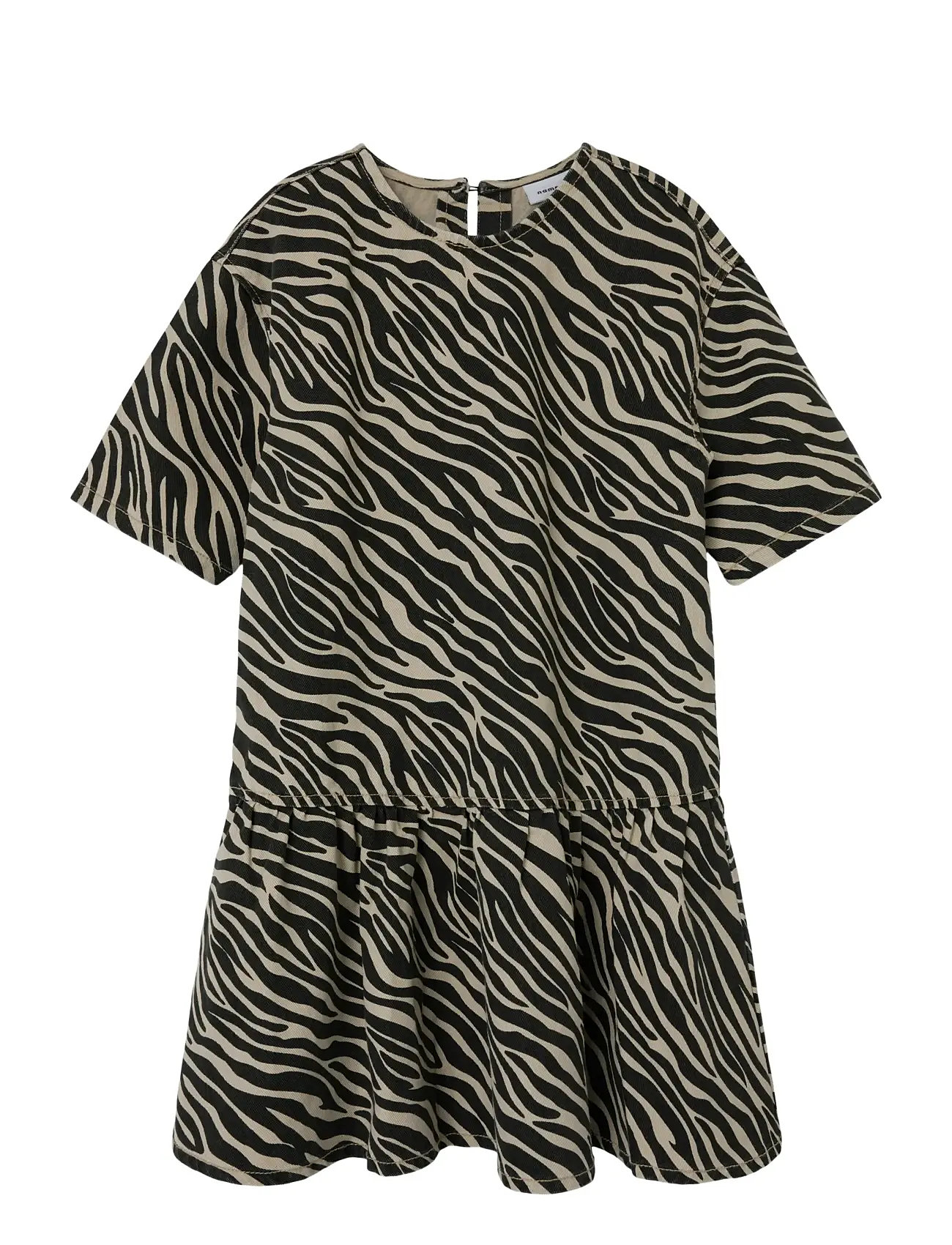 NAME IT Nkfzebra Twill Ss Kleid 4003-Td D Schwarz - 134 - Kinder
