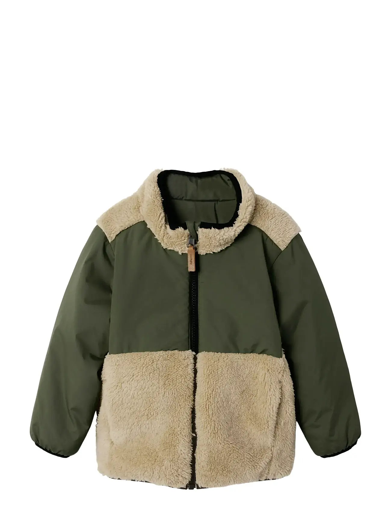 NAME IT Nmmmagnus Sherpa Jacke Rev Khaki - 110 - Kinder