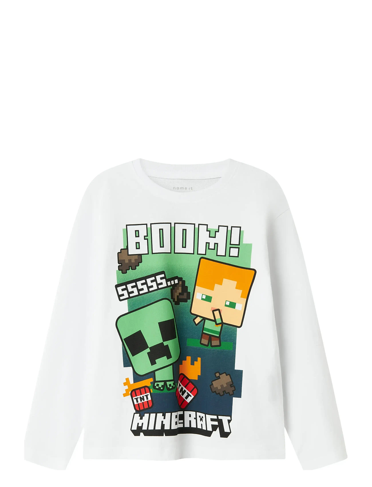 NAME IT Nkmac Minecraft Ls Nreg Oberteil Box Noos Bfu Weiß - 116 - Kinder