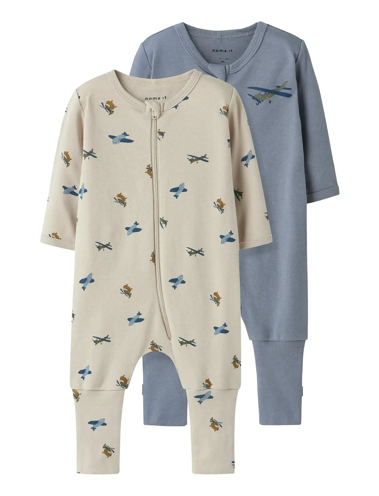 NAME IT Nbmnightsuit 2P Zip Ff Airplane Noos Blau - 74 - Kinder