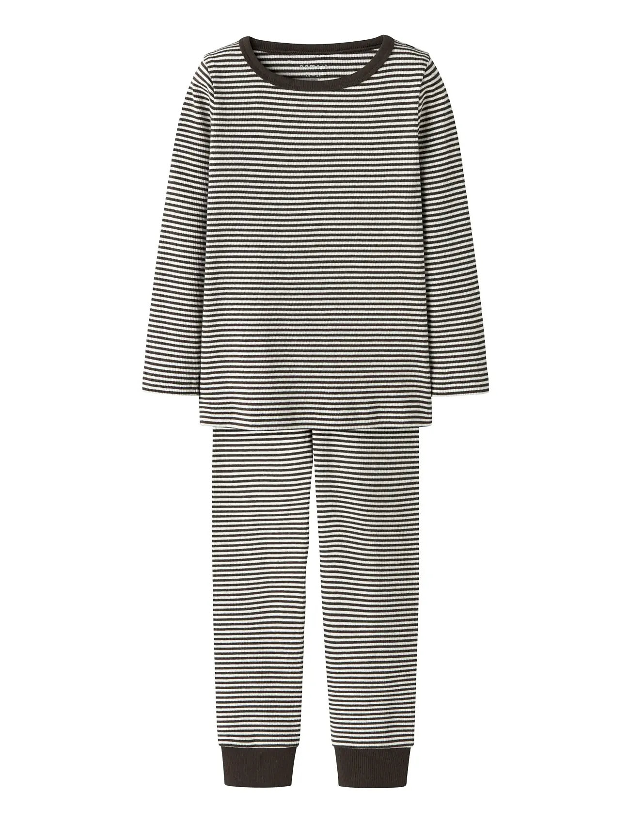NAME IT Nmnnightset Stripe Rib Noos Braun - 122-128 - Kinder
