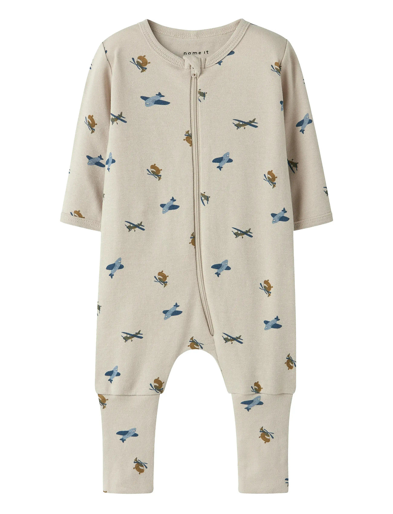 NAME IT Nbmnightsuit Zip Ff Airplane Noos Beige - 80 - Kinder