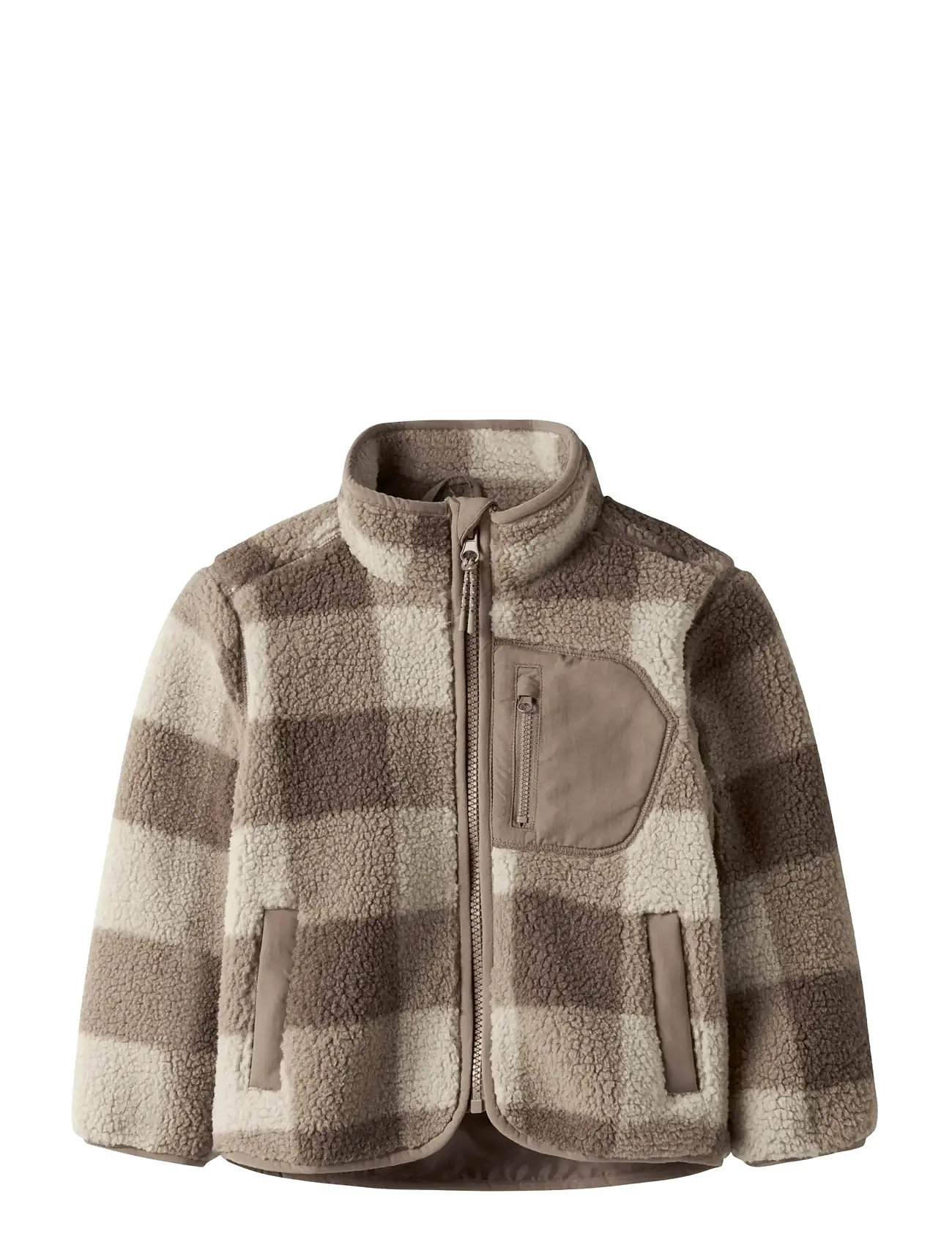 NAME IT Nmmmonico Sherpa Jacke Check Braun - 116 - Kinder